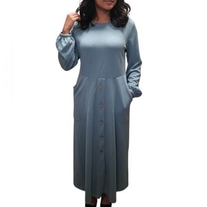 Chic Long Sleeve Blue Dress
